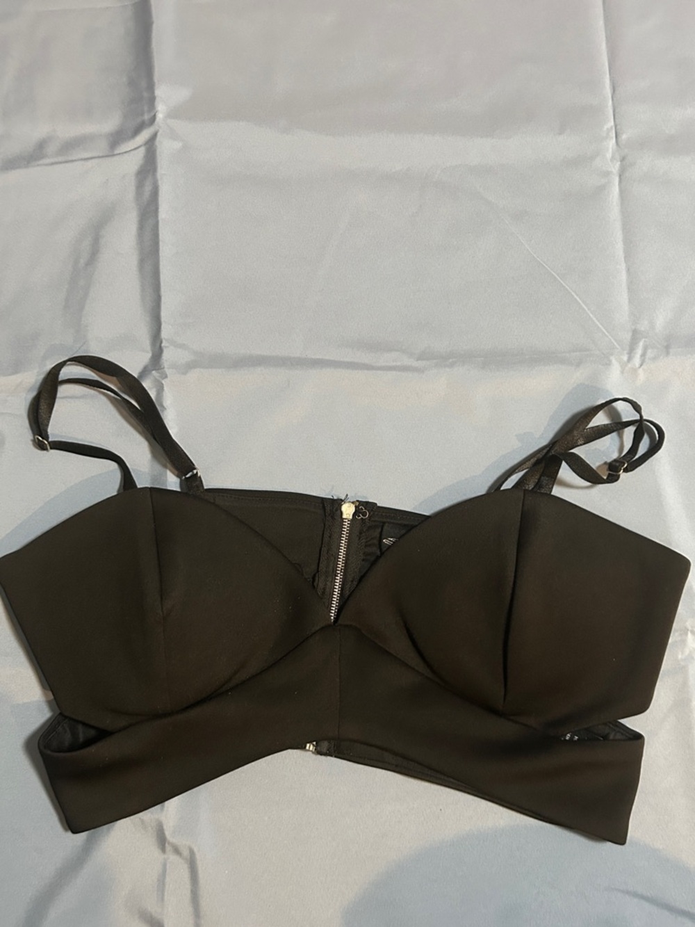 Black Bralette Top with Zipper